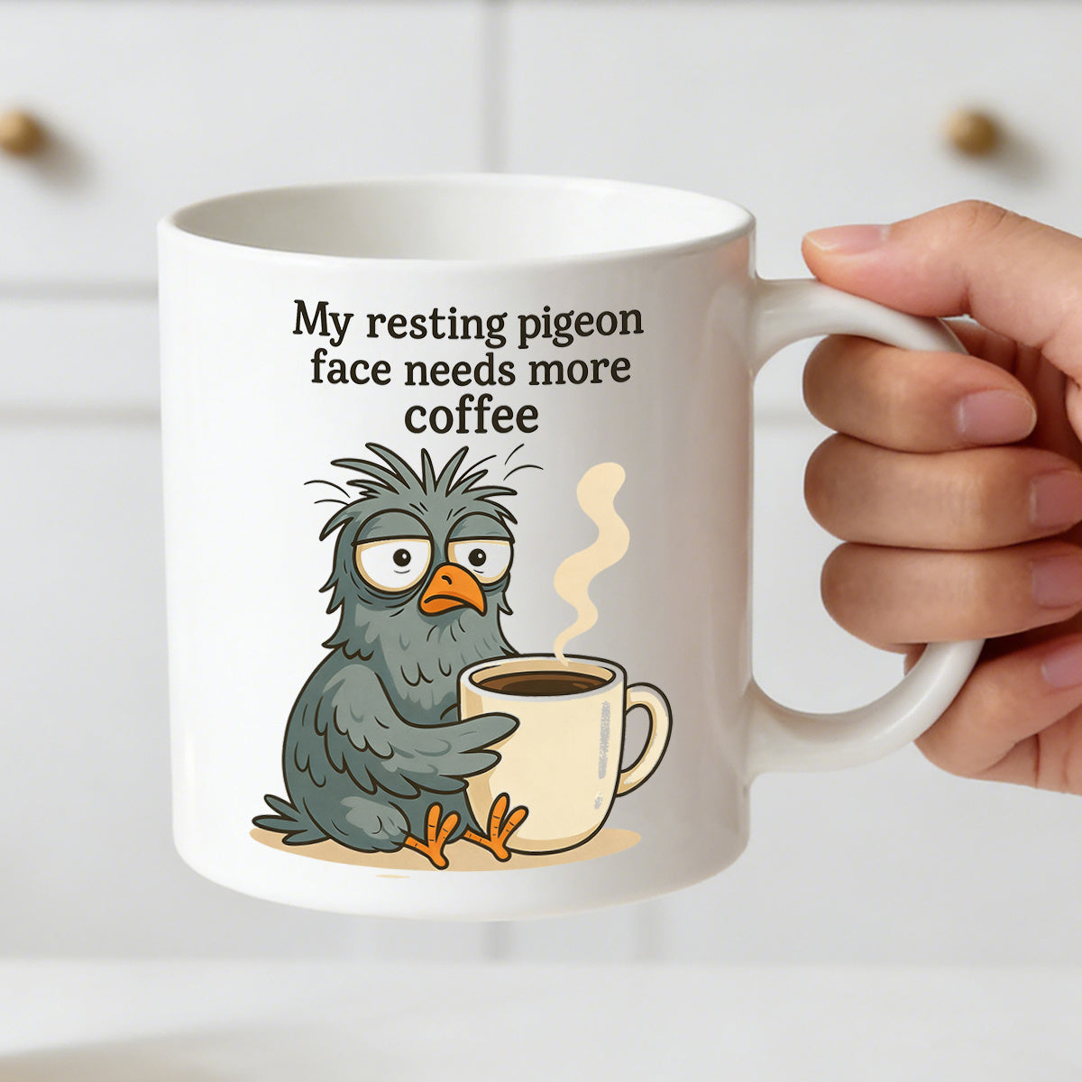 Tailorly White Ceramic 11 oz Mug - my resting pigeon face needs