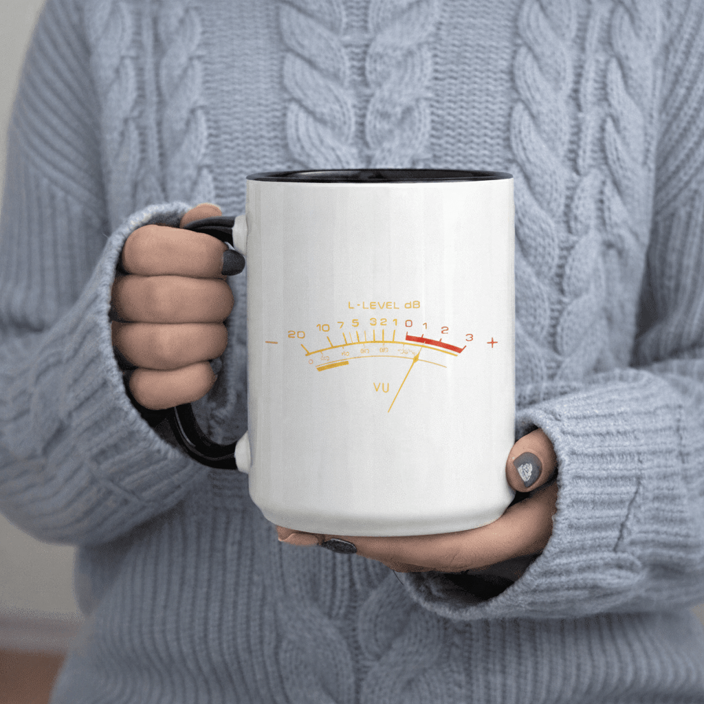Tailorly Black Accent 11 oz Mug - Level Sound Recording Studio Music Gauge 11Oz Printed Ceramic Mug Themed Ceramic Coffee Mug Drinkware Mug 11Oz