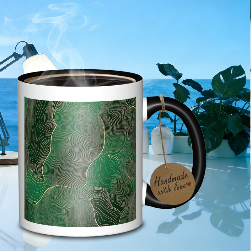 Tailorly Black Accent 11 oz Mug - golden waves