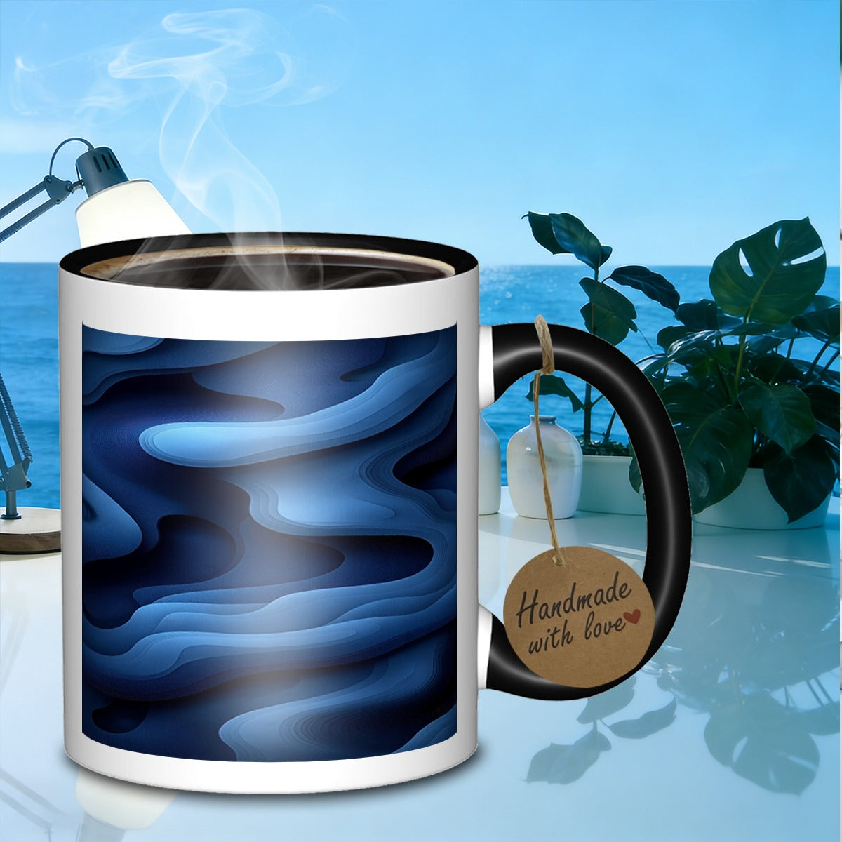 Tailorly Black Accent 11 oz Mug - blue layers