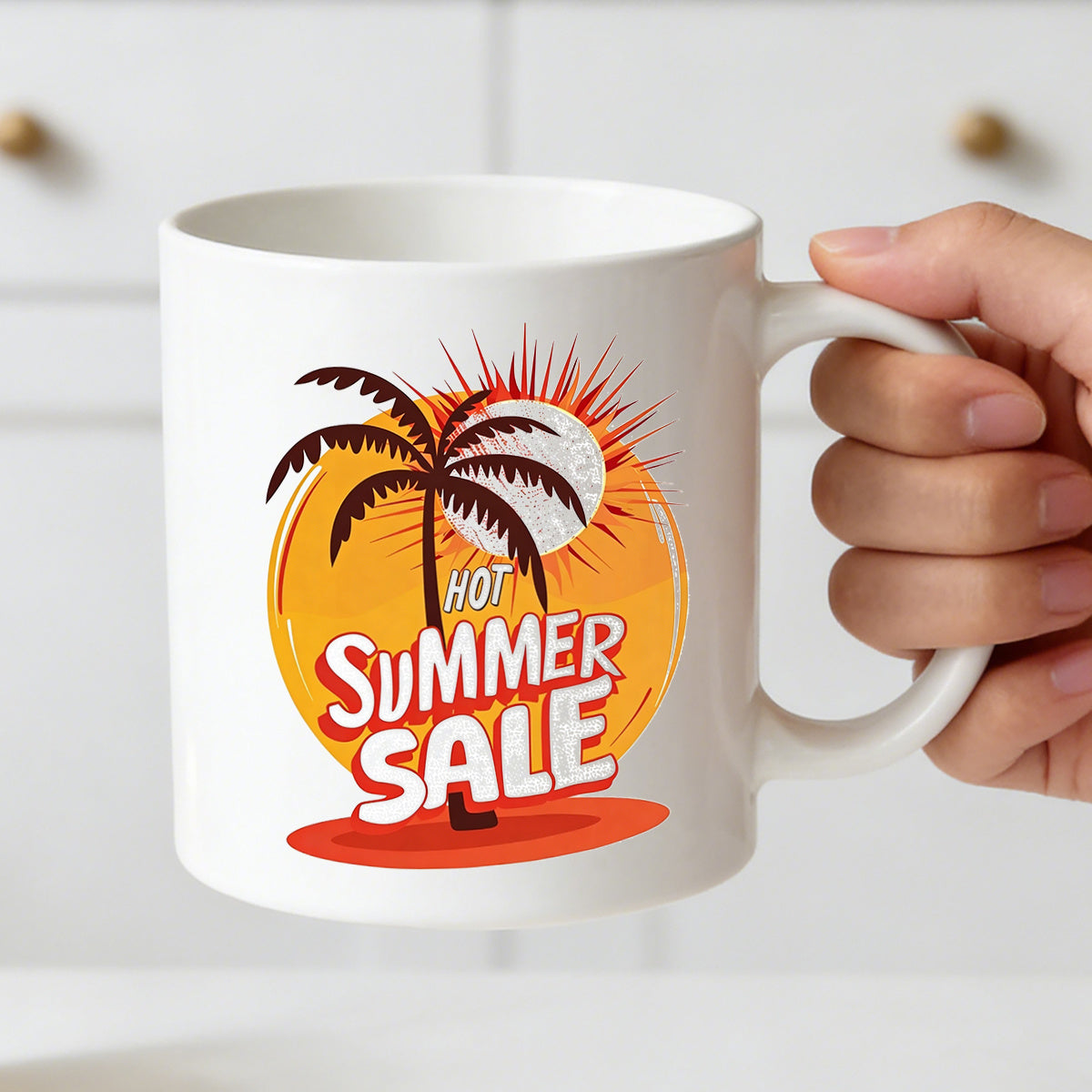 Tailorly White Ceramic 11 oz Mug - palm tree