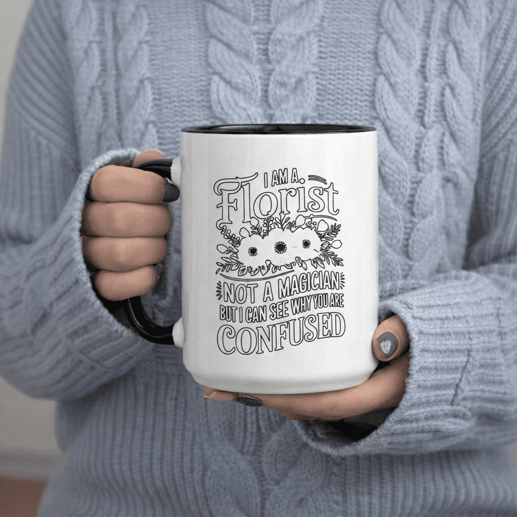 Tailorly Black Accent 11 oz Mug - Not a Magician But I Can See Why You Are text