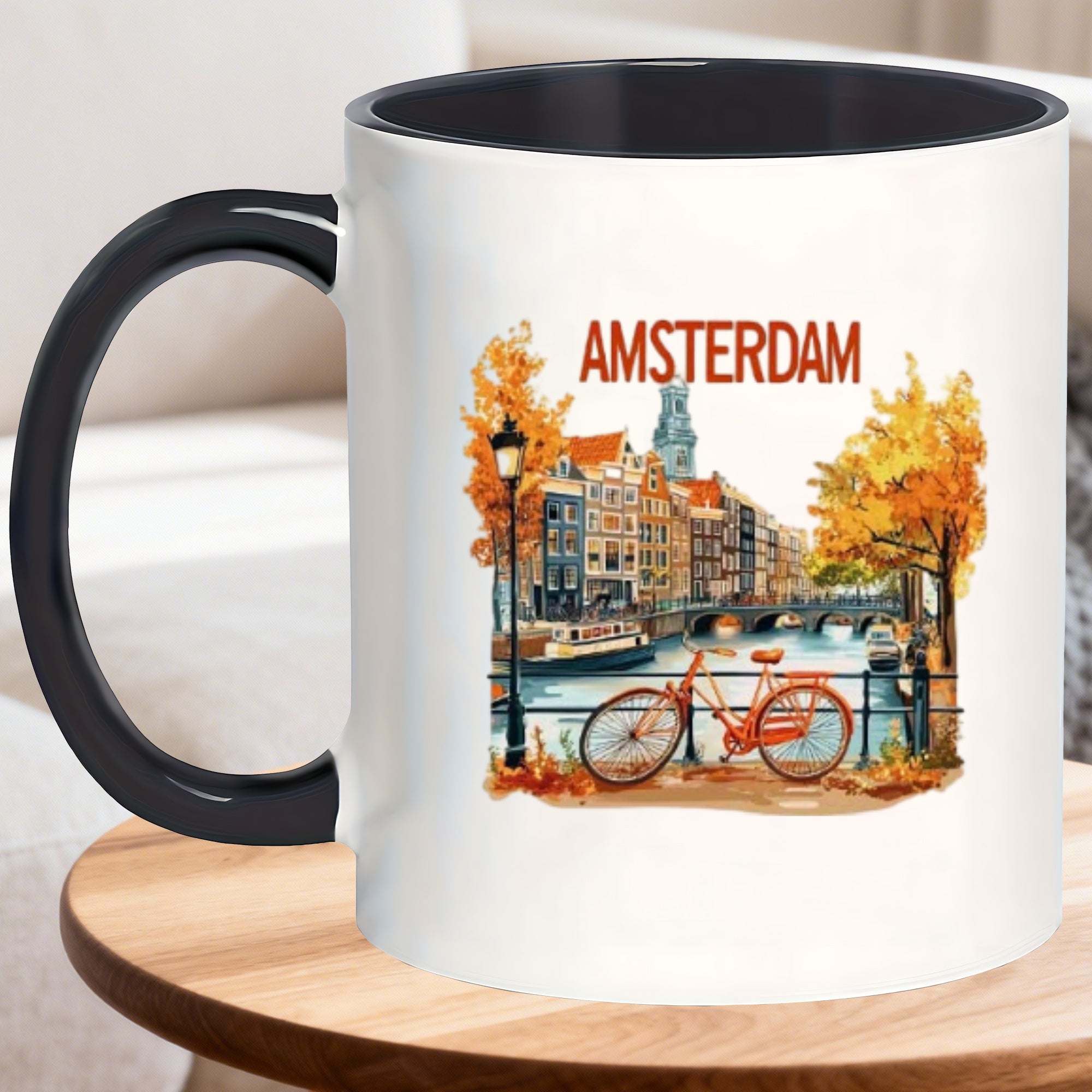Tailorly Black Accent 11 oz Mug - sturdy ceramic mugs suitable for microwave use in amsterdam a unique gift idea for men and women on their