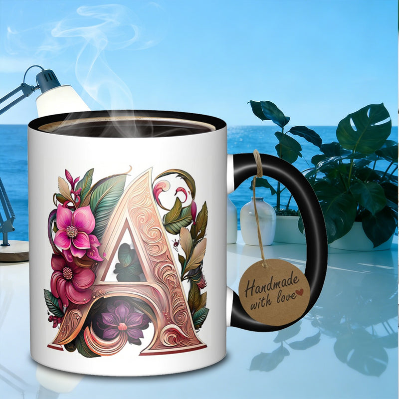 Tailorly Black Accent 11 oz Mug - a letter