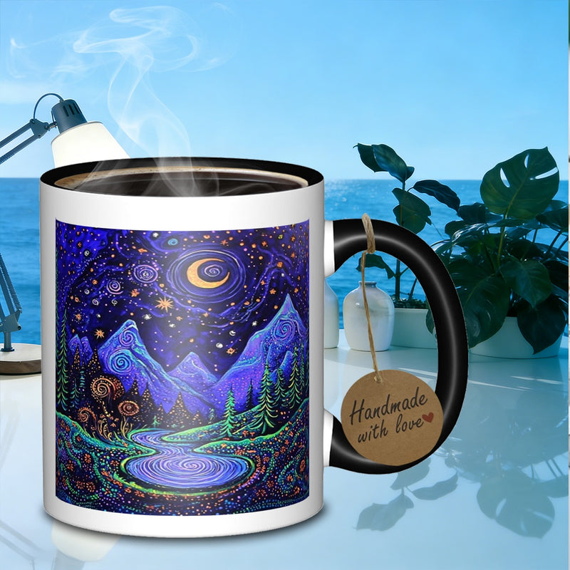 Tailorly Black Accent 11 oz Mug - a scene on a melamine mug designed for artists