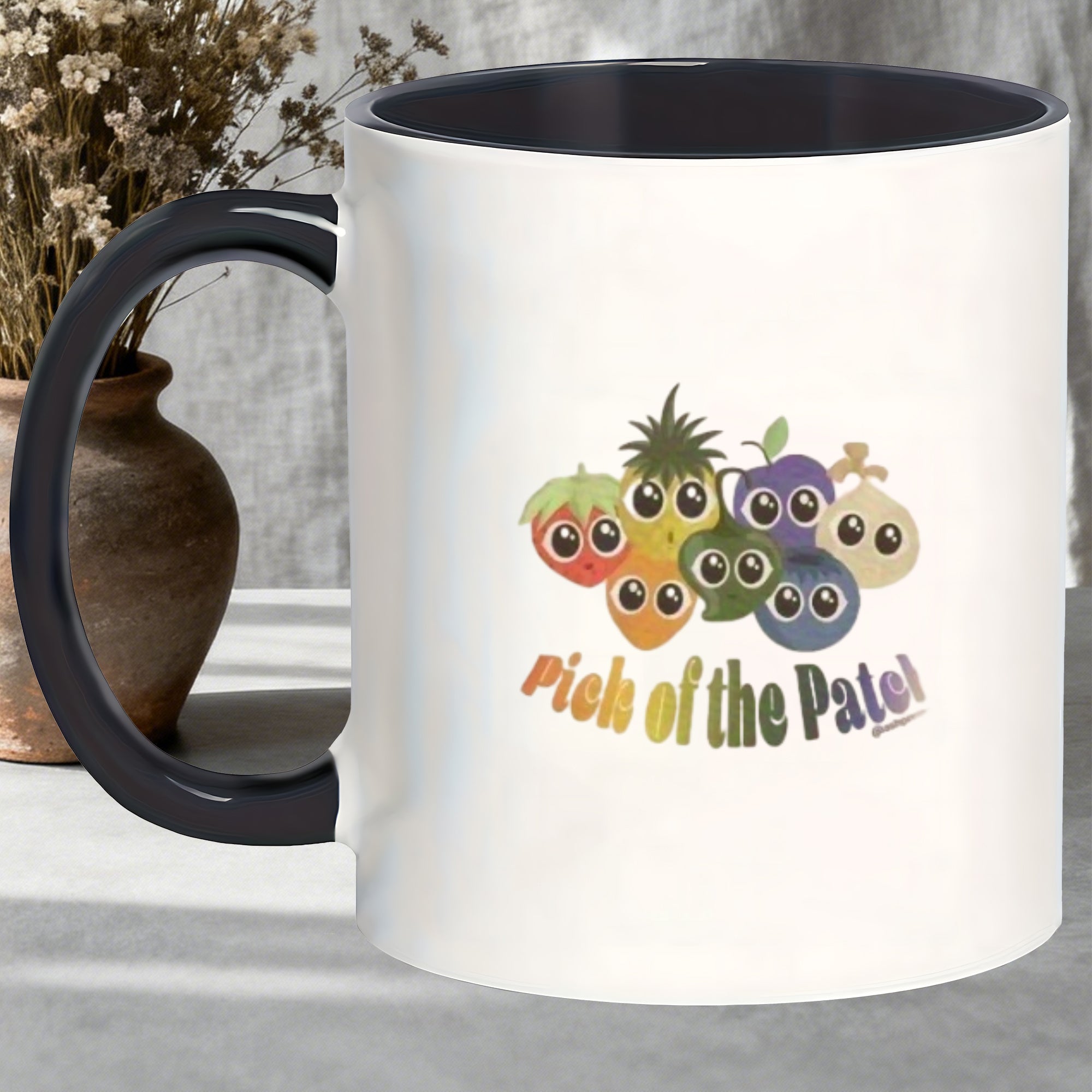 Tailorly Black Accent 11 oz Mug - sturdy thick walled camping mugs ideal for matcha while studying cider at harvest or _9e785f5c4c9144f88aeaa1431a27484f