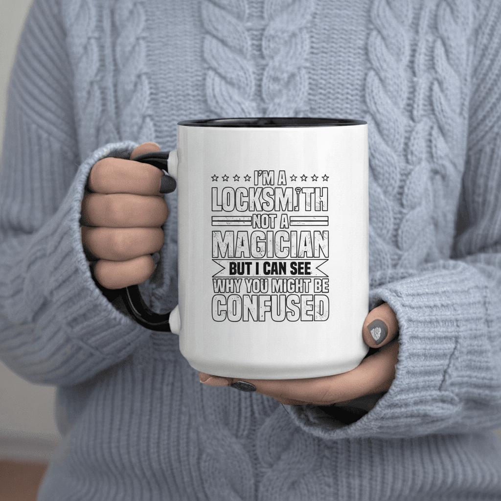 Tailorly Black Accent 11 oz Mug - I M a Locksmith Not a Magician But I Can See Why You