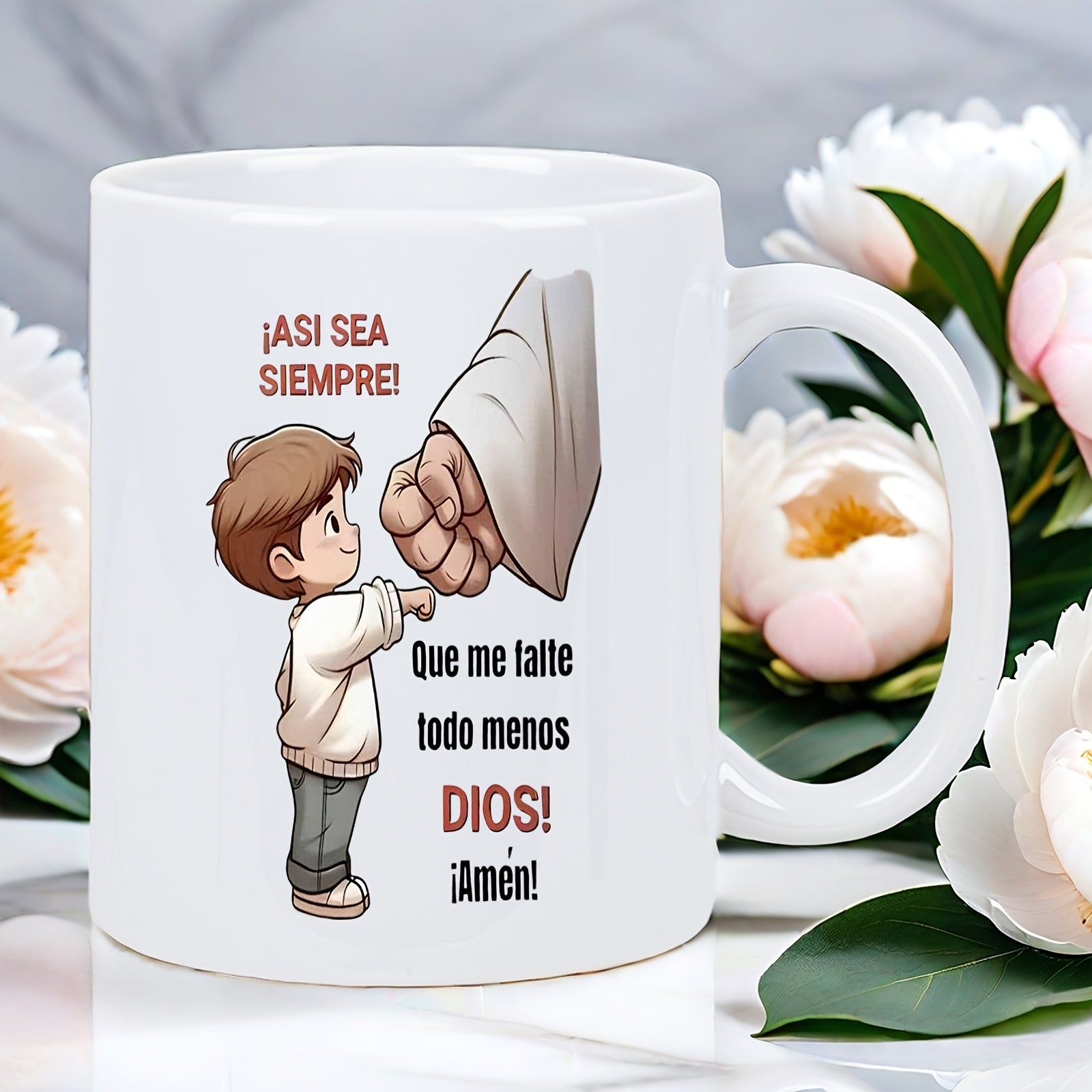 Tailorly White Ceramic 11 oz Mug - embrace faith and friendship a divine
