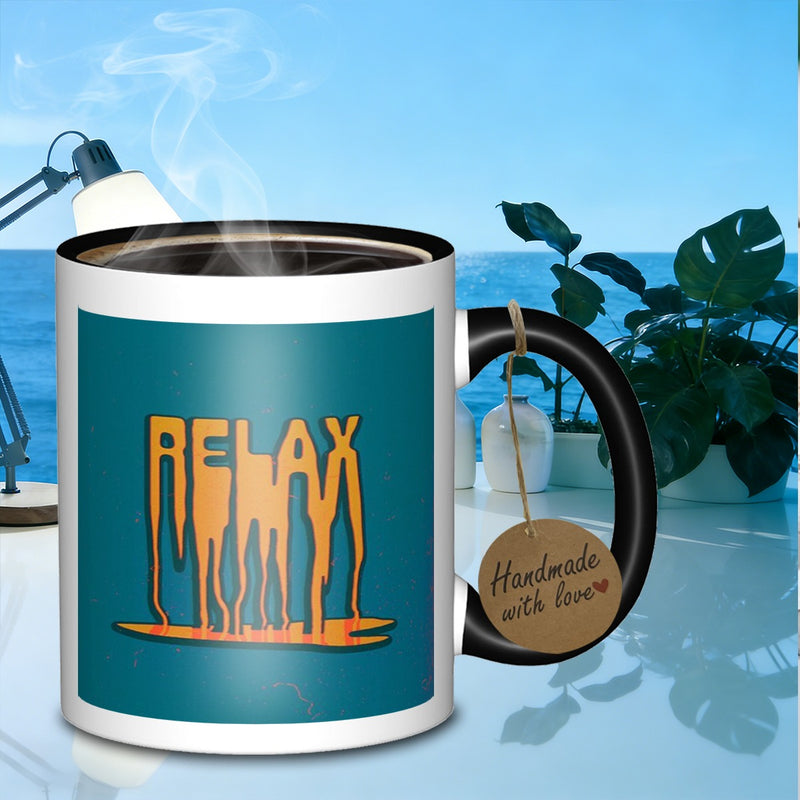 Tailorly Black Accent 11 oz Mug - relax text effectvibrant