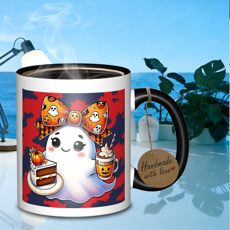 Tailorly Black Accent 11 oz Mug - adorable ghost themed dessert gathering