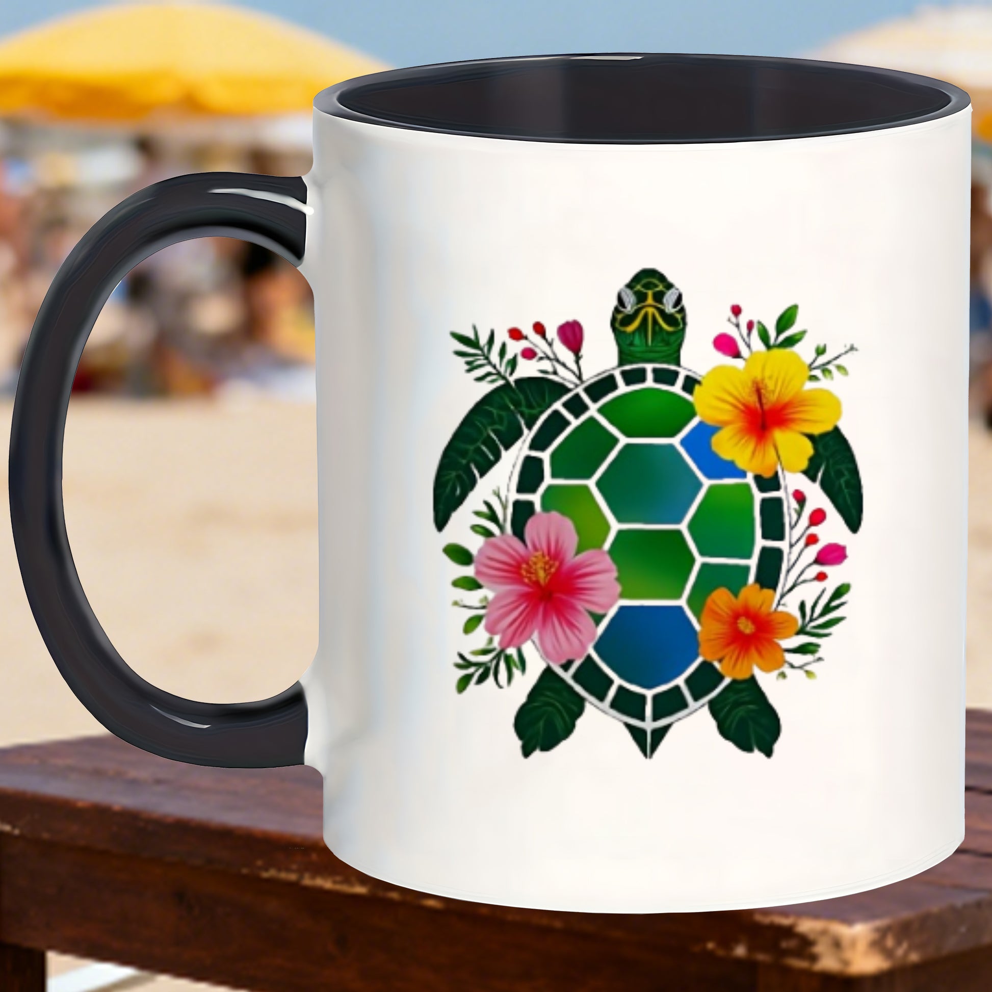Tailorly Black Accent 11 oz Mug - turtle design