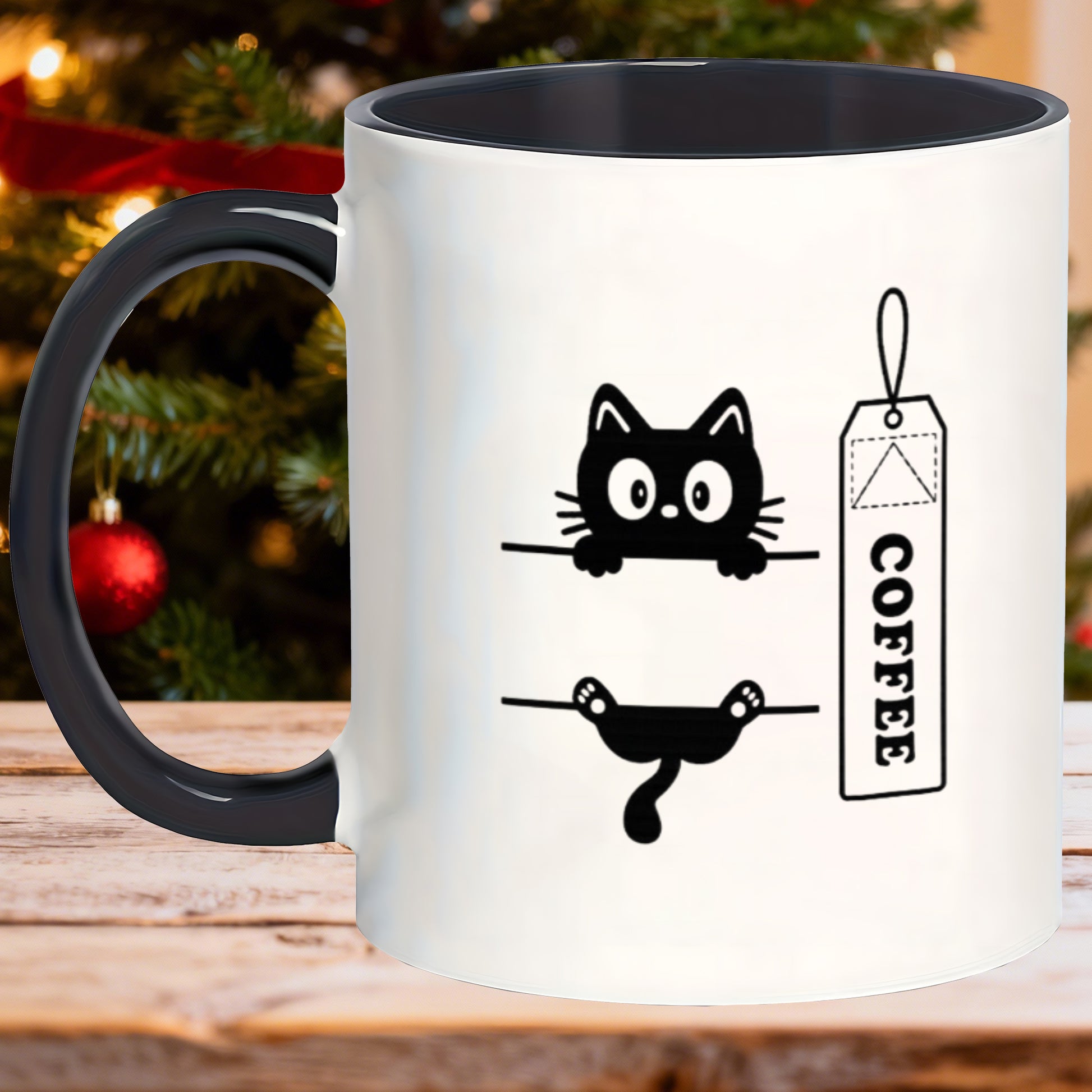 Tailorly Black Accent 11 oz Mug - black kitten
