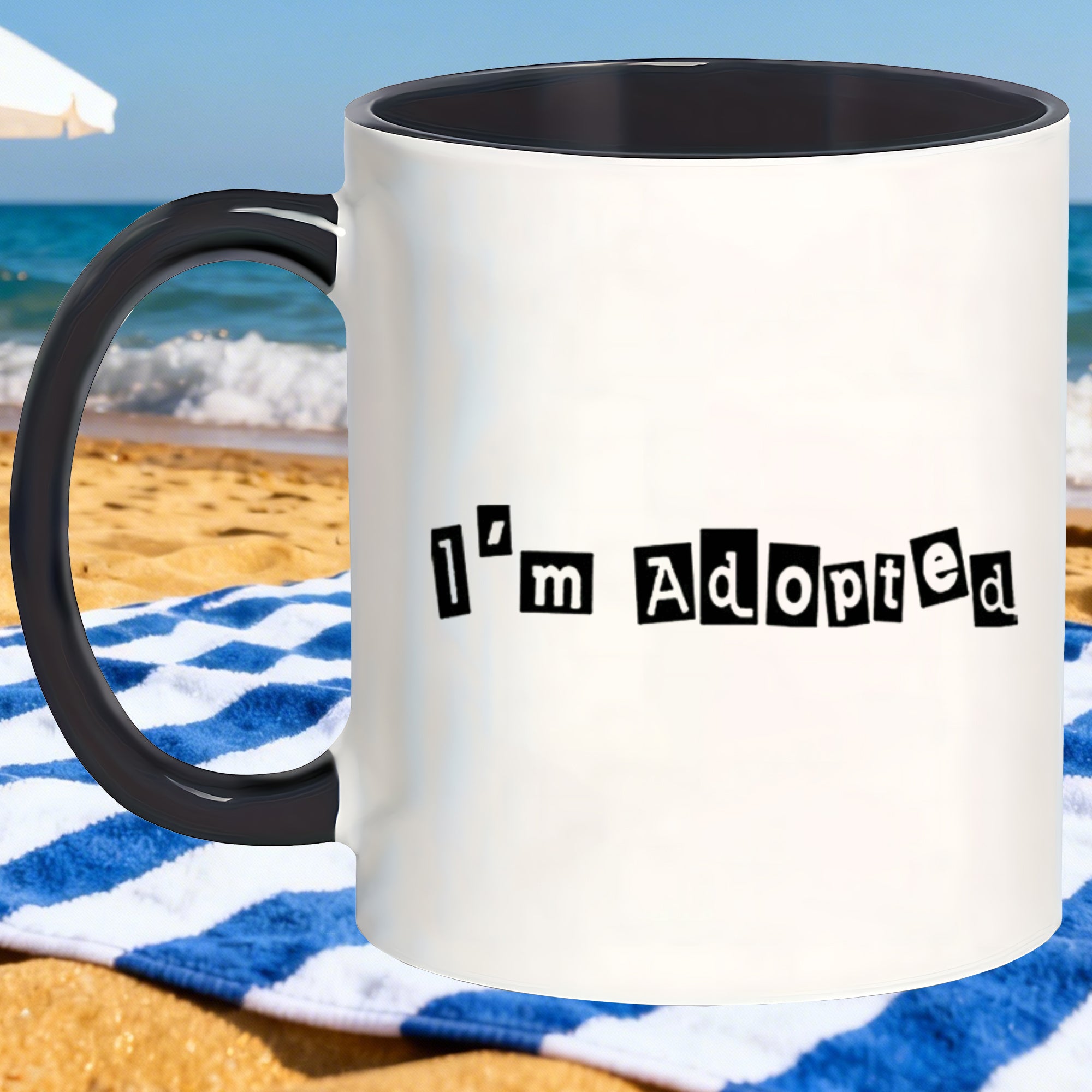 Tailorly Black Accent 11 oz Mug - im adopted lettering