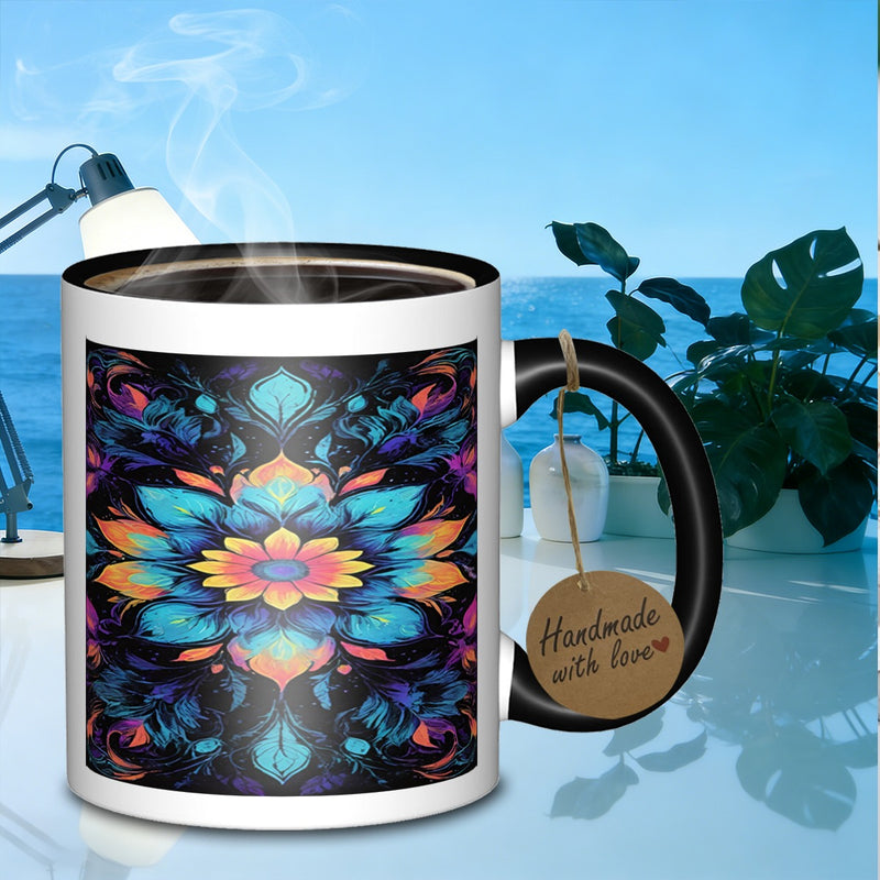 Tailorly Black Accent 11 oz Mug - floral design