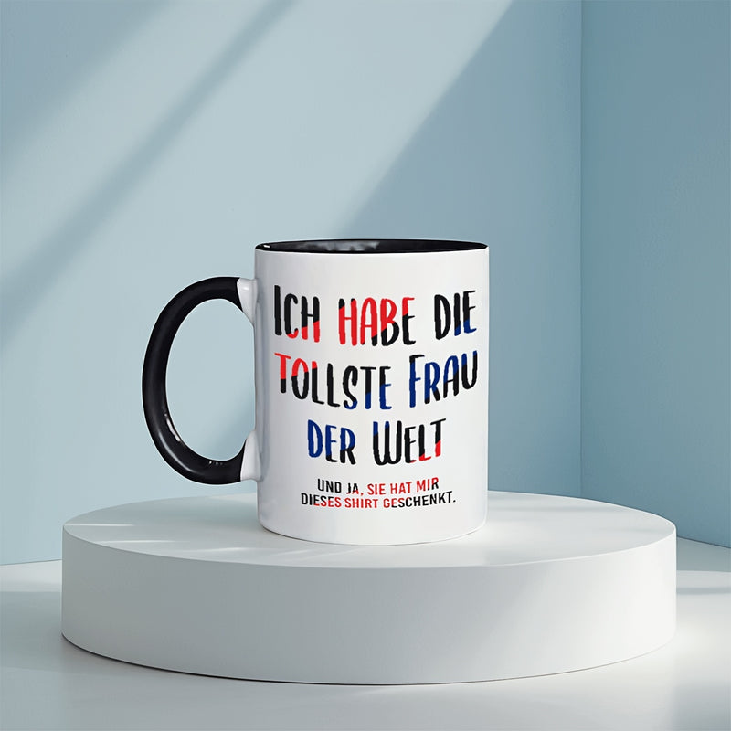 Tailorly Black Accent 11 oz Mug - 1pc elegant ceramic coffee mug 11oz thermal cup suitable for hot drinks ideal for office restaurant use perfect