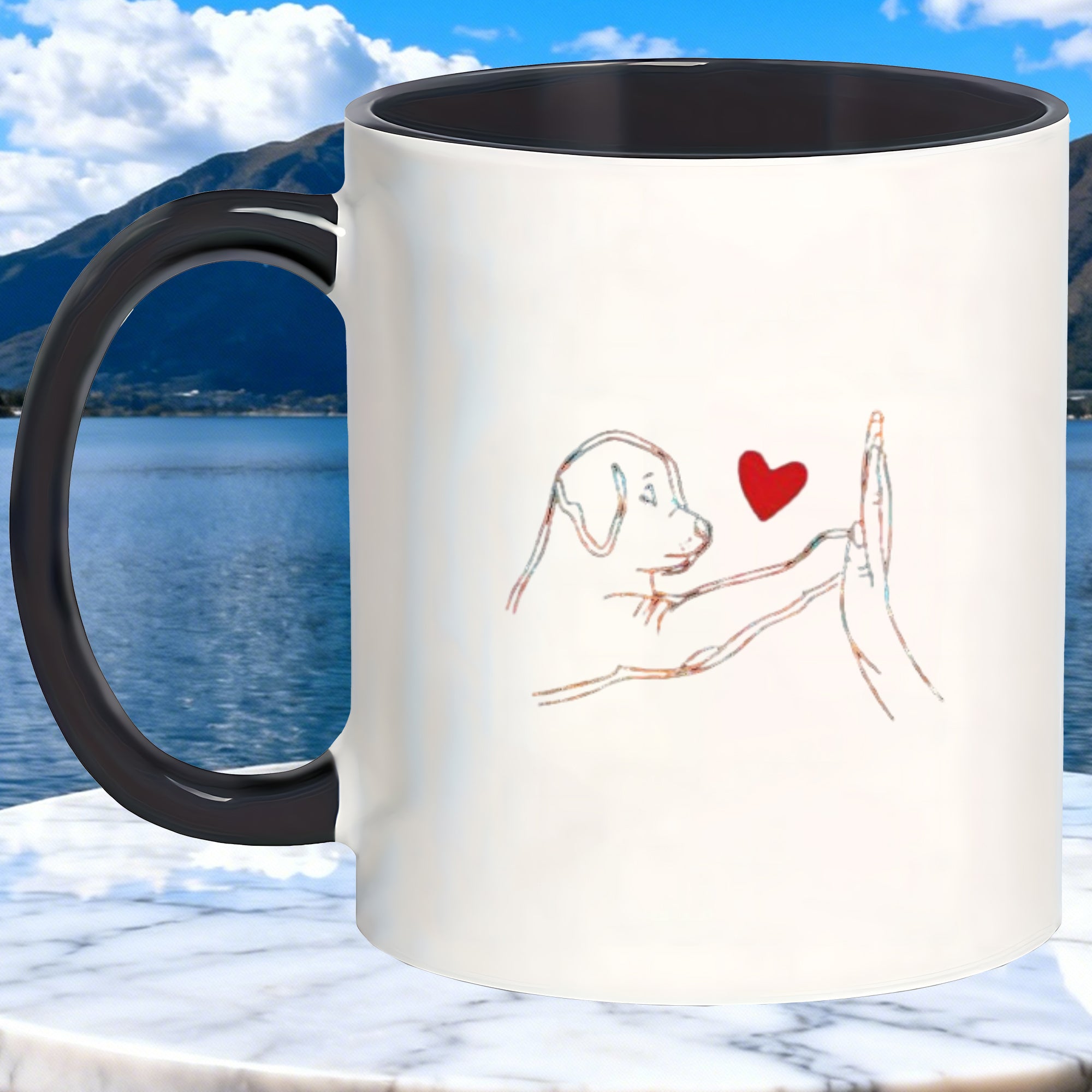 Tailorly Black Accent 11 oz Mug - heart paw design