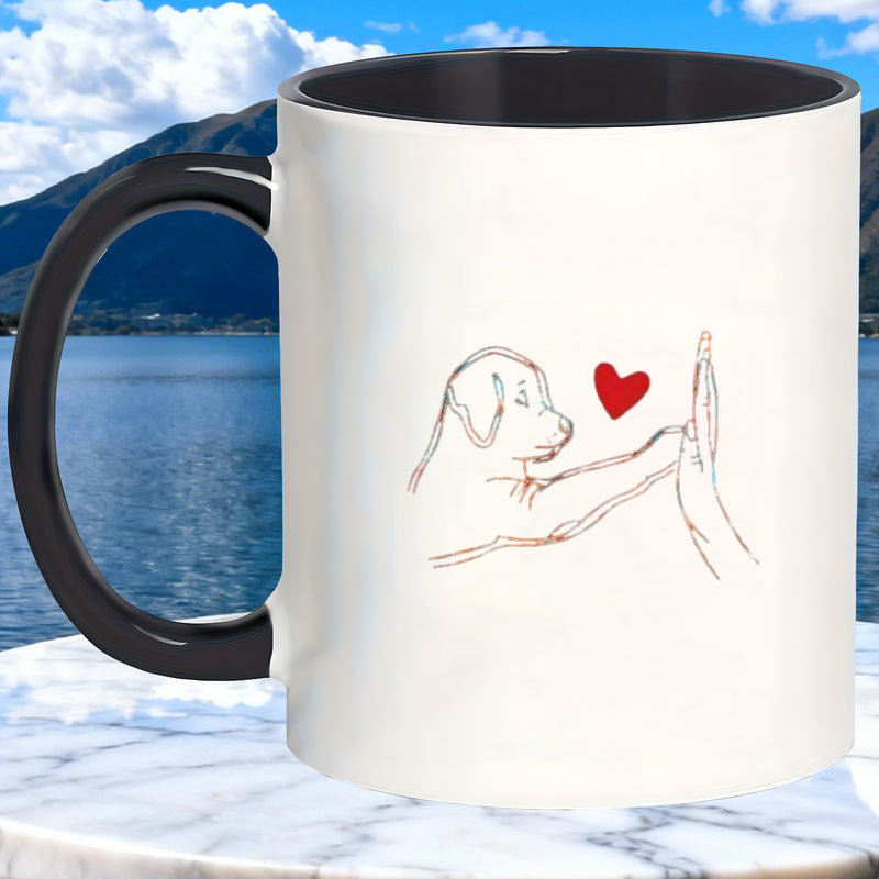 Tailorly Black Accent 11 oz Mug - heart paw design