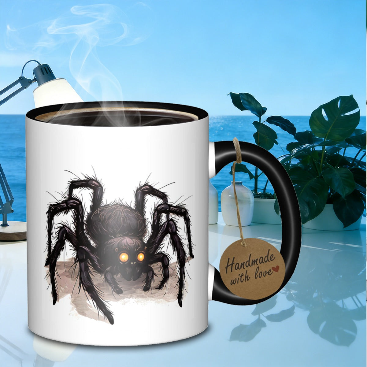 Tailorly Black Accent 11 oz Mug - hairy black spider