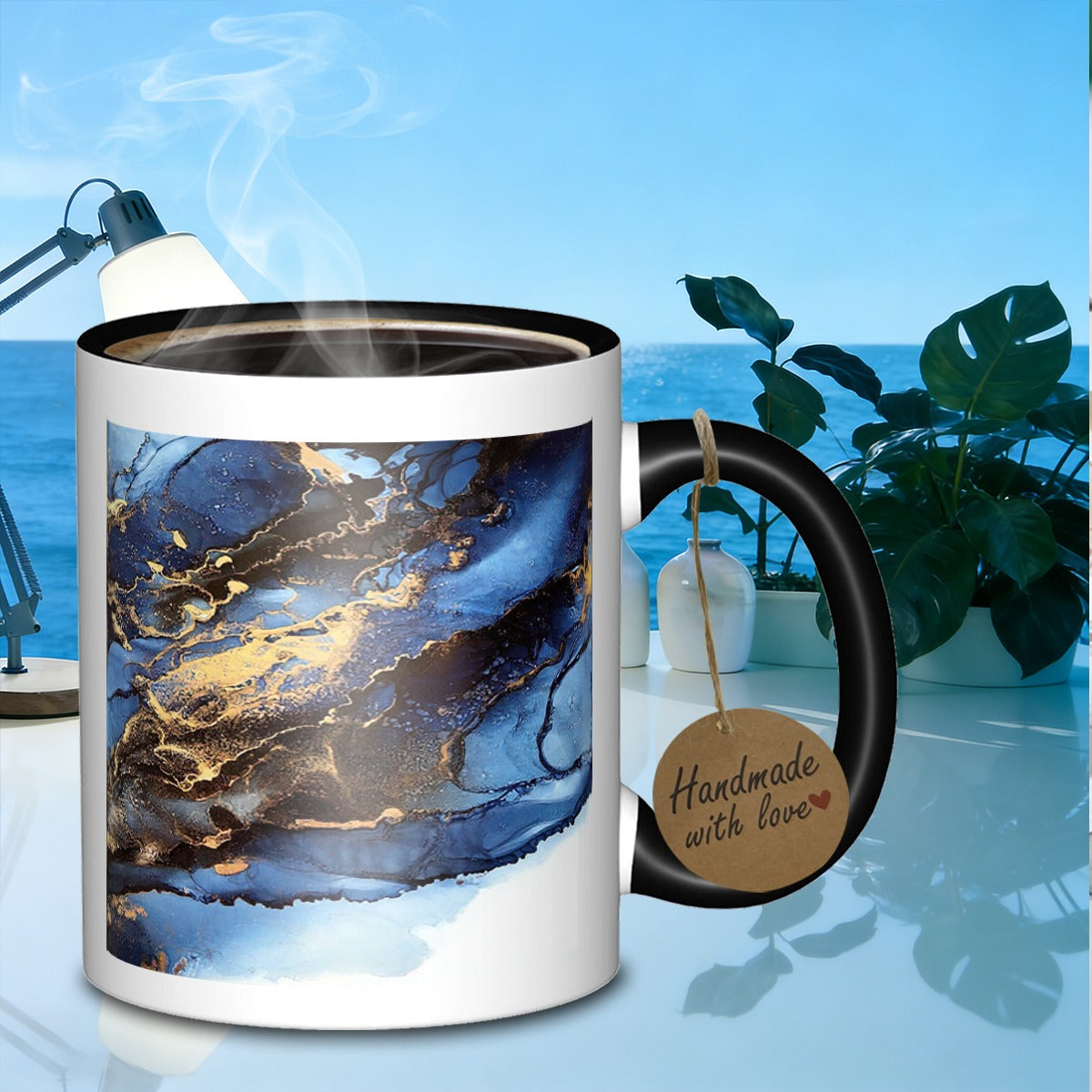 Tailorly Black Accent 11 oz Mug - blue and gold