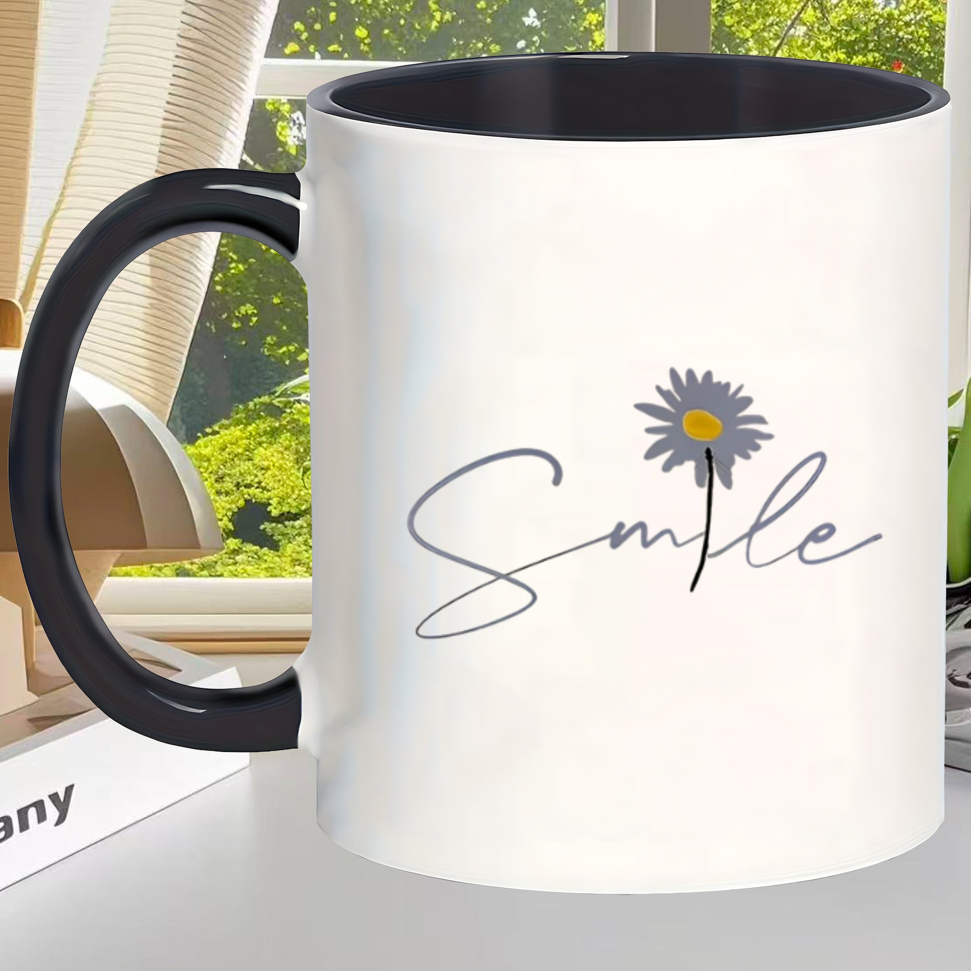 Tailorly Black Accent 11 oz Mug - daisy