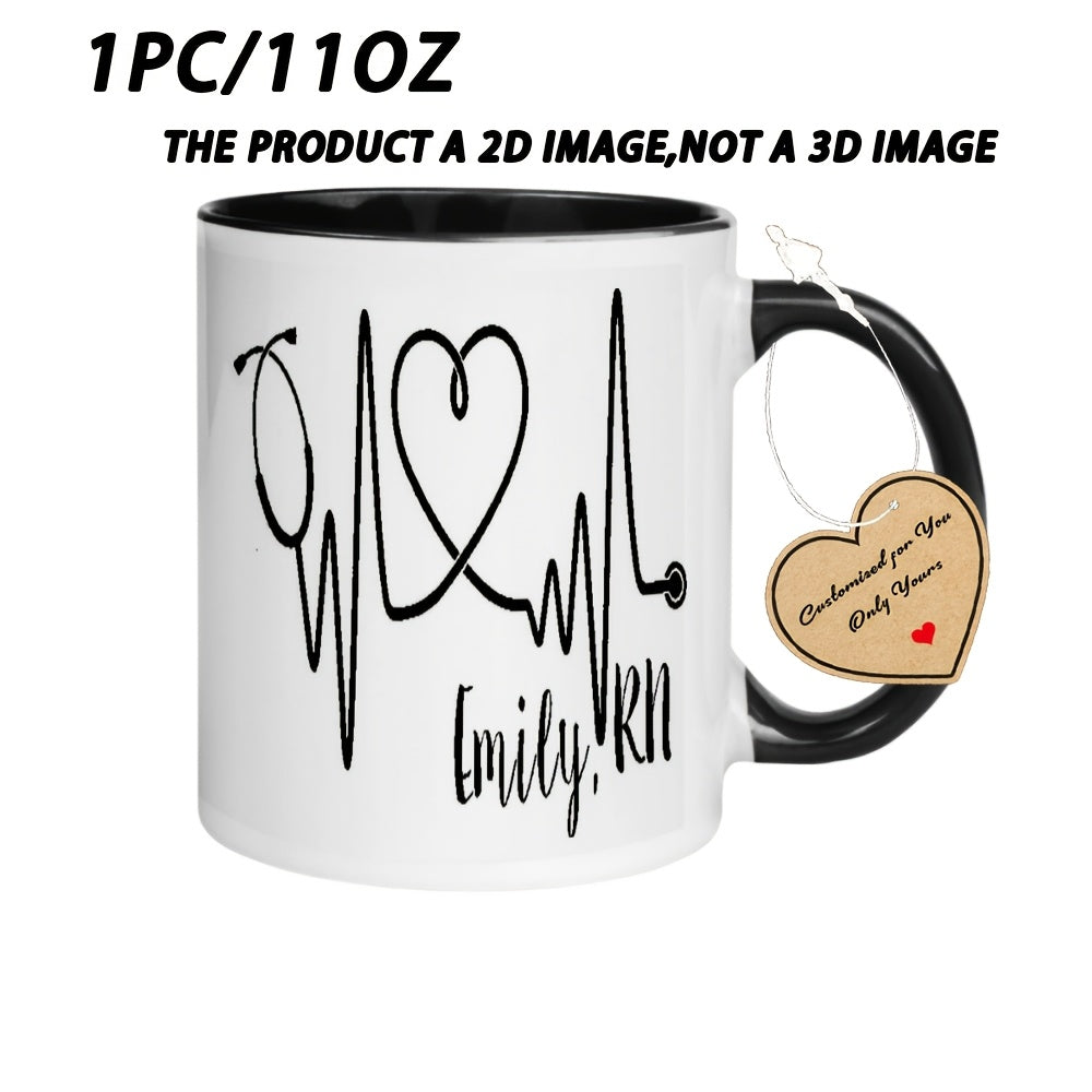 Tailorly Black Accent 11 oz Mug - Stethoscope & Heartbeat