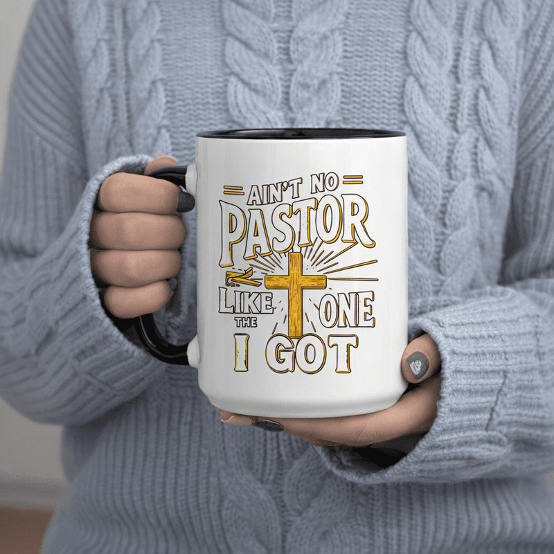Tailorly Black Accent 11 oz Mug - No Pastor Like The One text Scratch-Resistant Print Parents Pet text