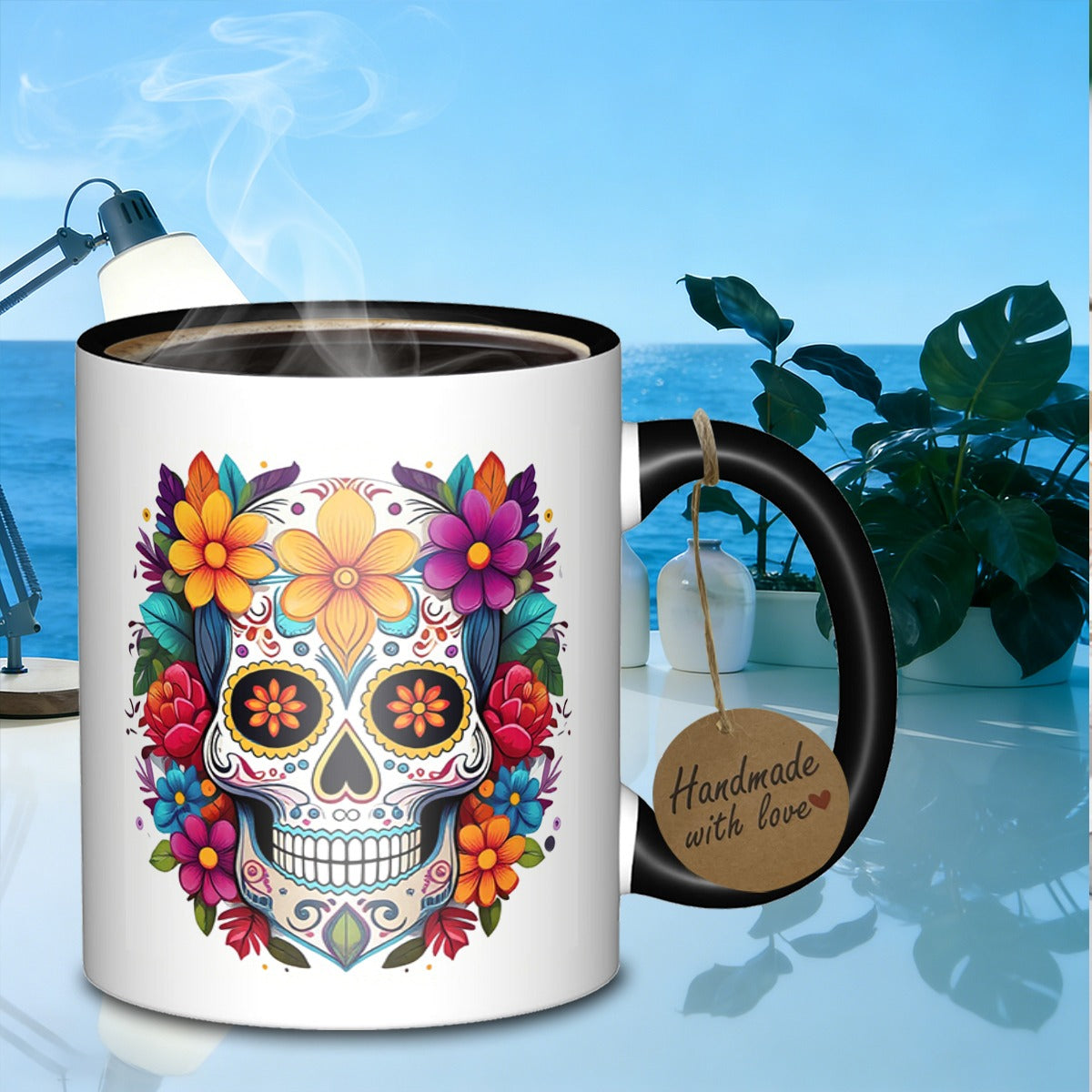 Tailorly Black Accent 11 oz Mug - skull design