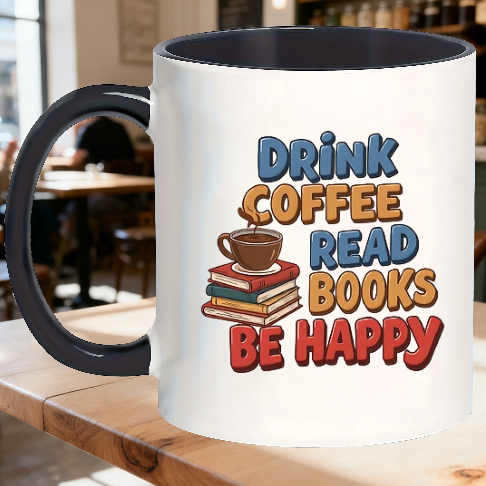 Tailorly Black Accent 11 oz Mug - minimalist coffee reading and celebrating birthdays