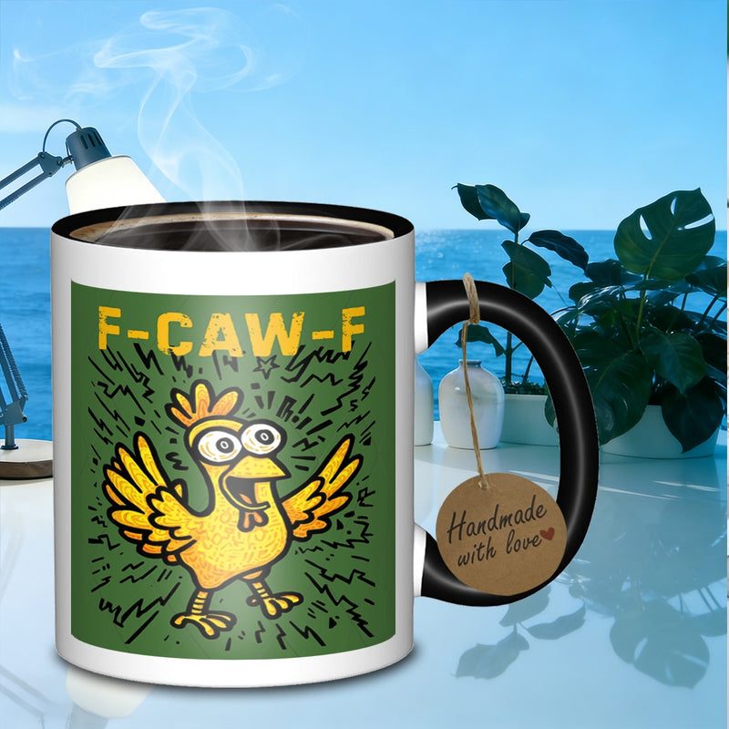 Tailorly Black Accent 11 oz Mug - cartoon chicken