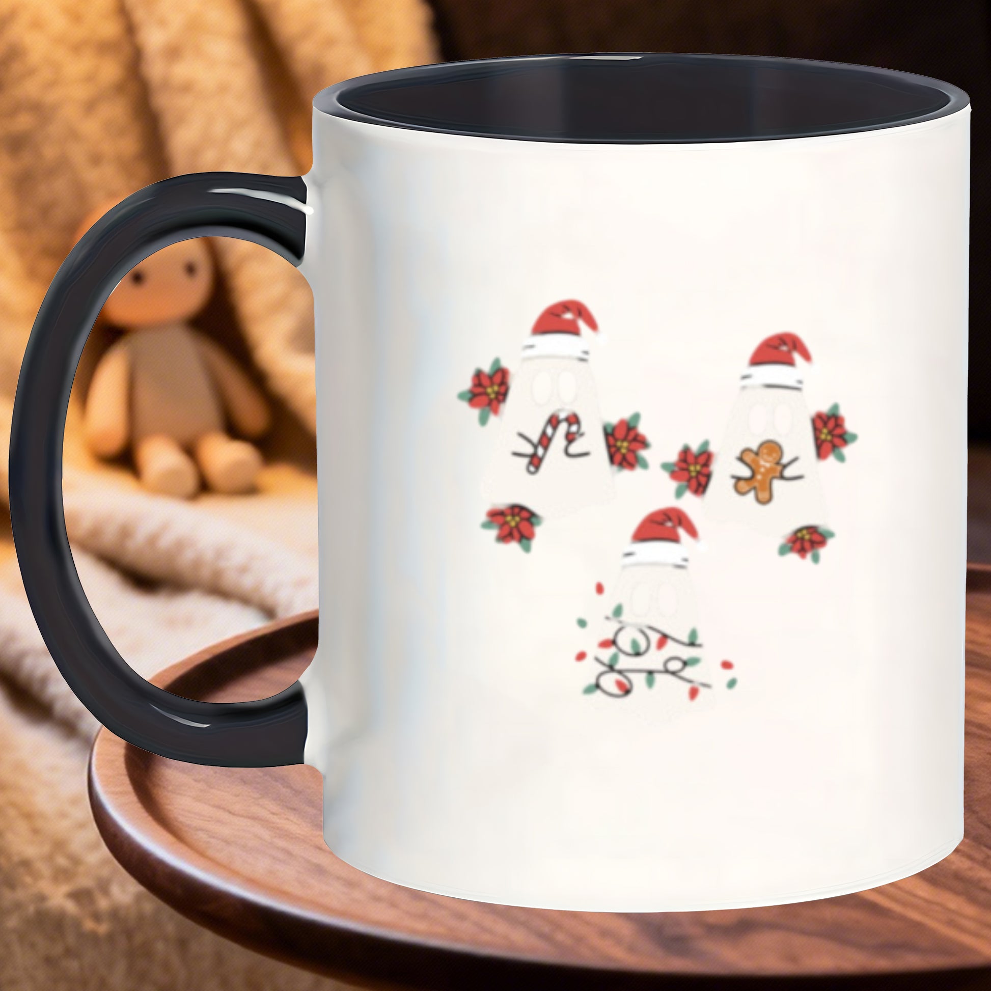 Tailorly Black Accent 11 oz Mug - funny christmas spirits ghosts