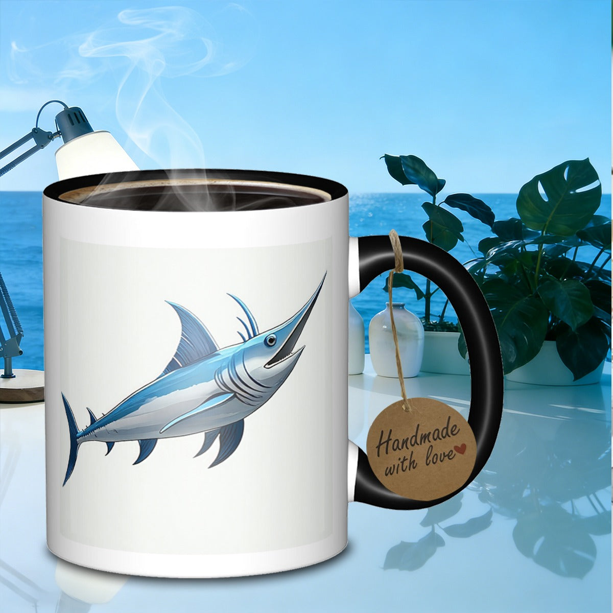 Tailorly Black Accent 11 oz Mug - blue art enthusiasts