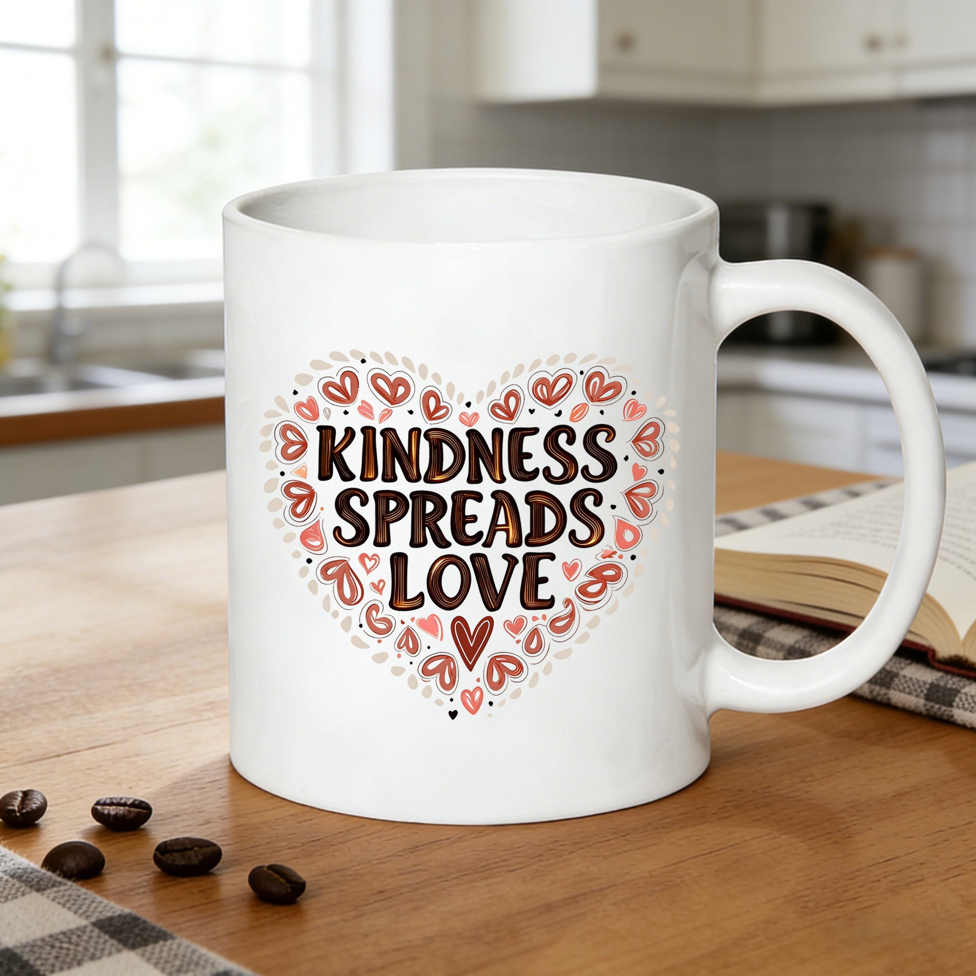 Tailorly White Ceramic 11 oz Mug - heart shape