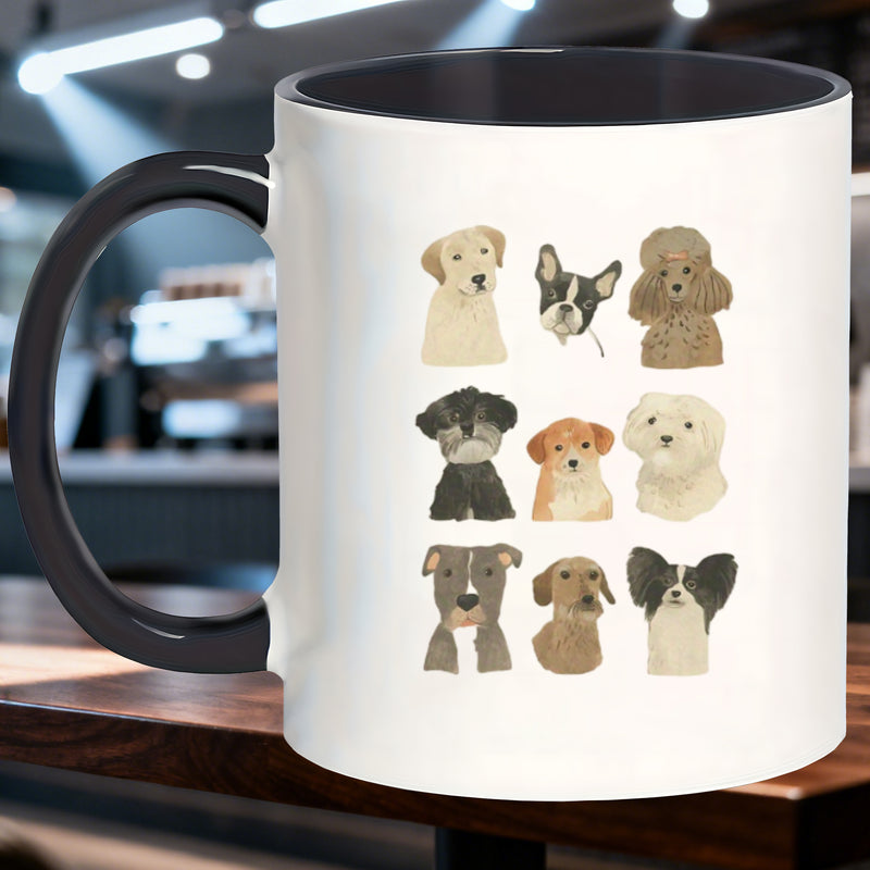 Tailorly Black Accent 11 oz Mug - adorable dog portrait