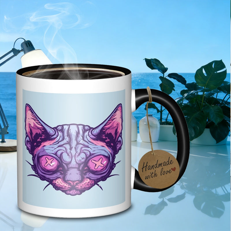 Tailorly Black Accent 11 oz Mug - sphynx cat portrait