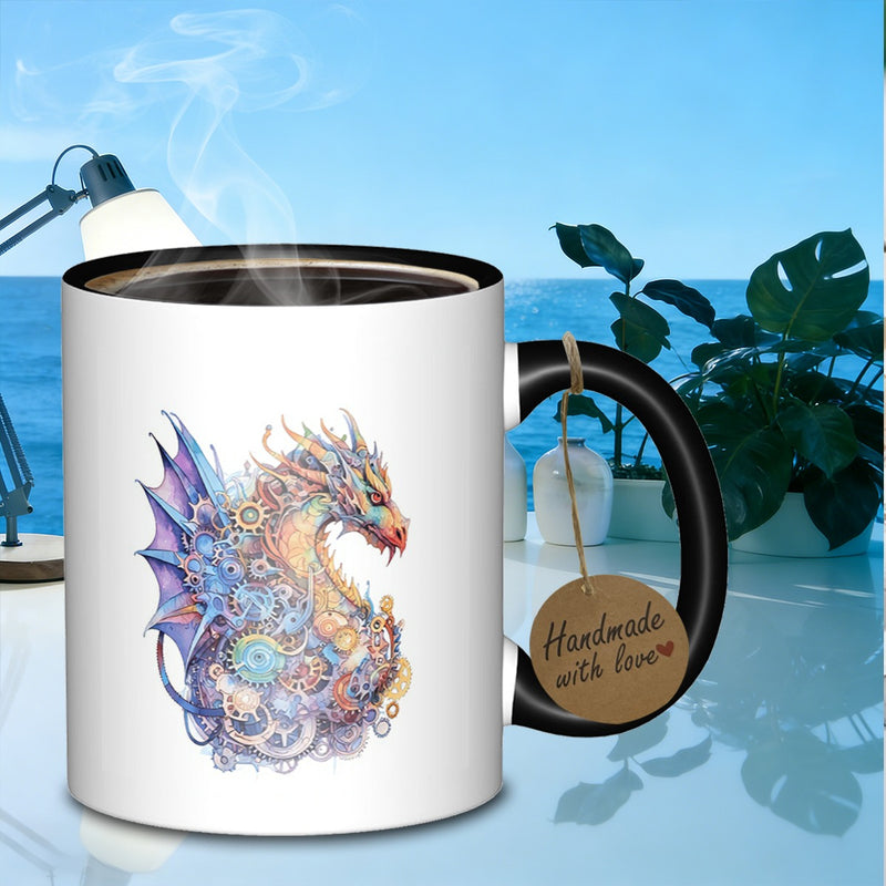 Tailorly Black Accent 11 oz Mug - mechanical dragon