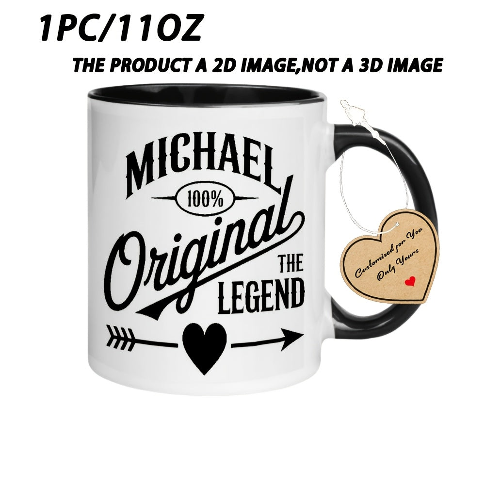 Tailorly Black Accent 11 oz Mug - 1pc Mug Suitable for Restaurant & Business Use 11 Ounce Iconic Michael Cup with Lip Contact Area Holiday Birthday