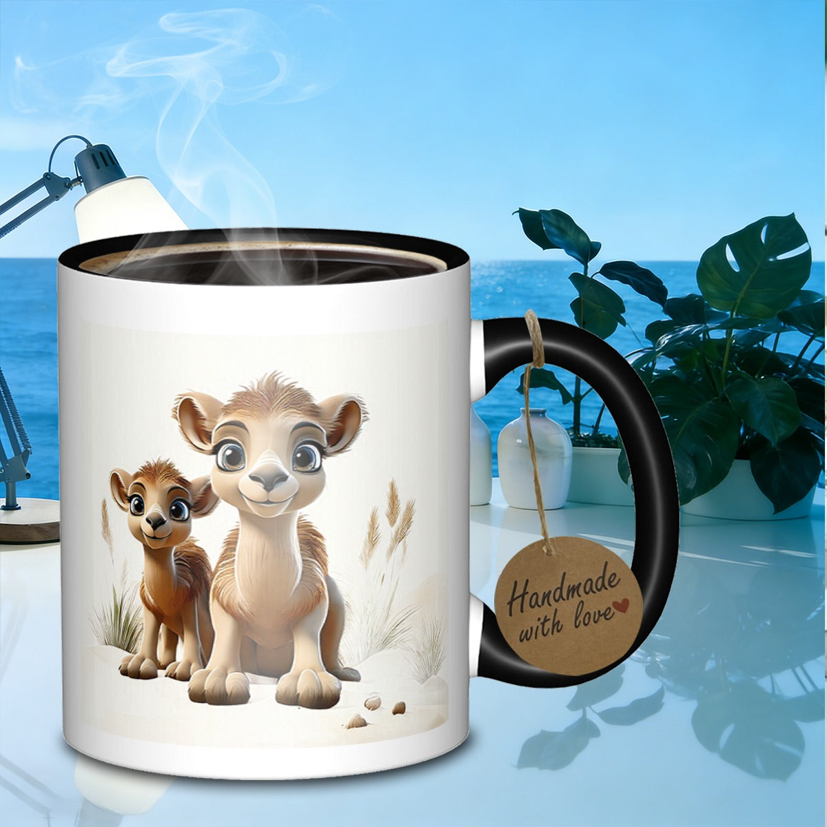 Tailorly Black Accent 11 oz Mug - animated camel calves