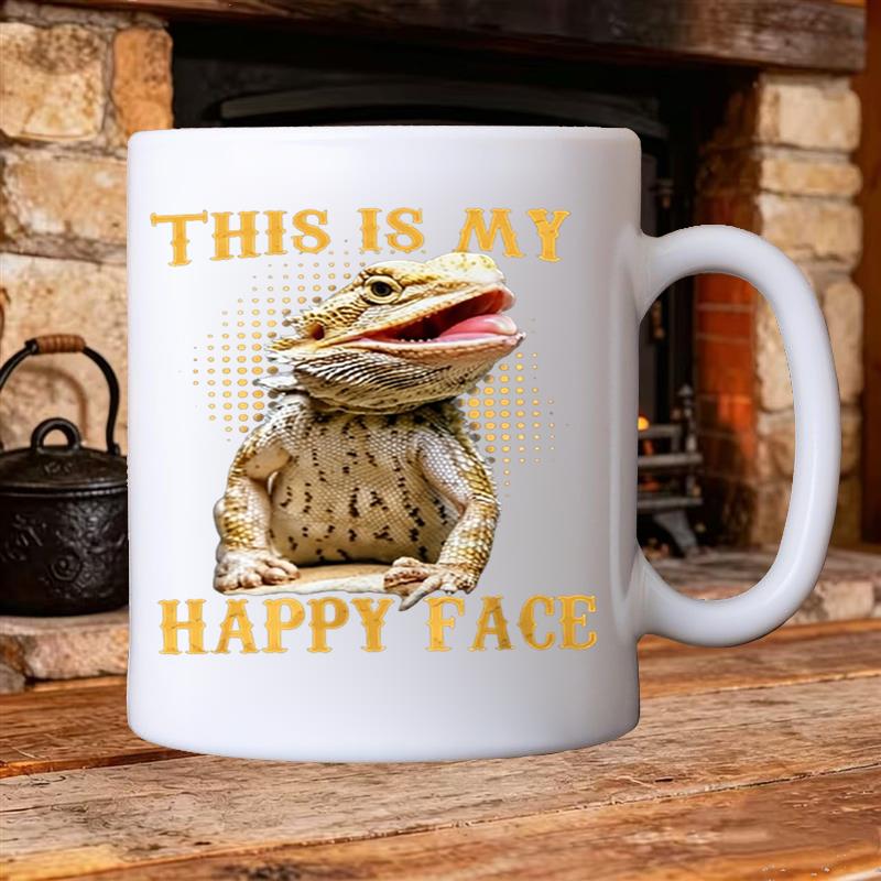 Tailorly White Ceramic 11 oz Mug - happy face