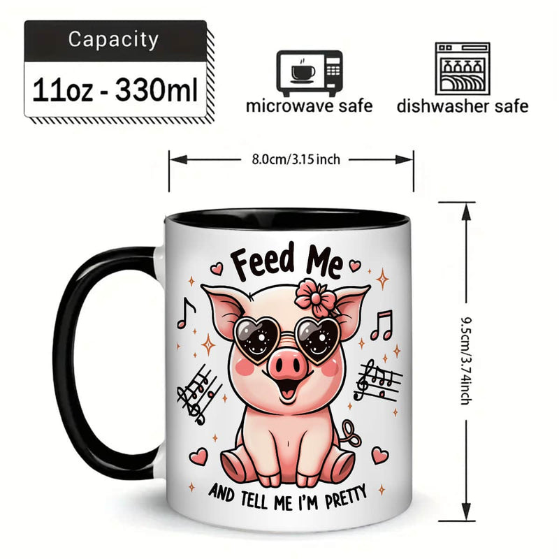 Tailorly Black Accent 11 oz Mug - heart and music note pattern