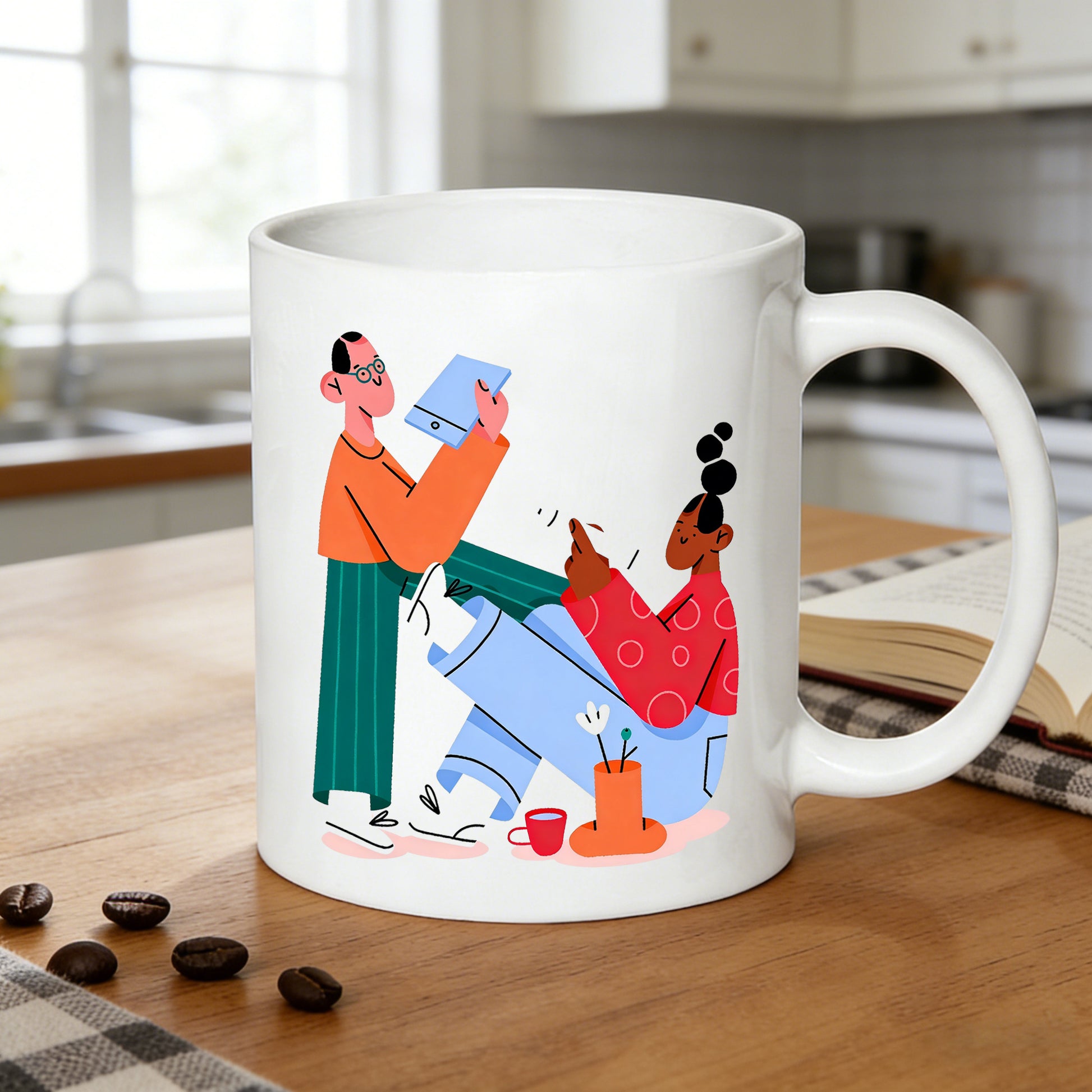 Tailorly White Ceramic 11 oz Mug - colorful