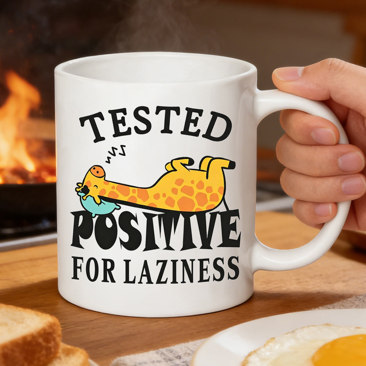 Tailorly White Ceramic 11 oz Mug - humorous lazy giraffe