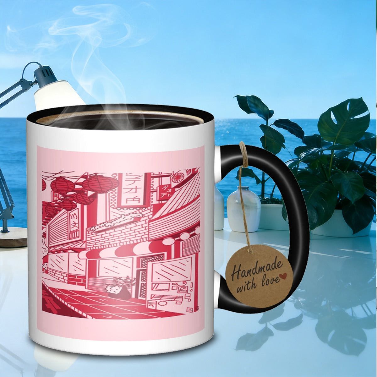 Tailorly Black Accent 11 oz Mug - japanese thick walled glass mug ideal for bookreaders break resistant hand wash only_a2e2411403fd4fcaad9e625f7854867e