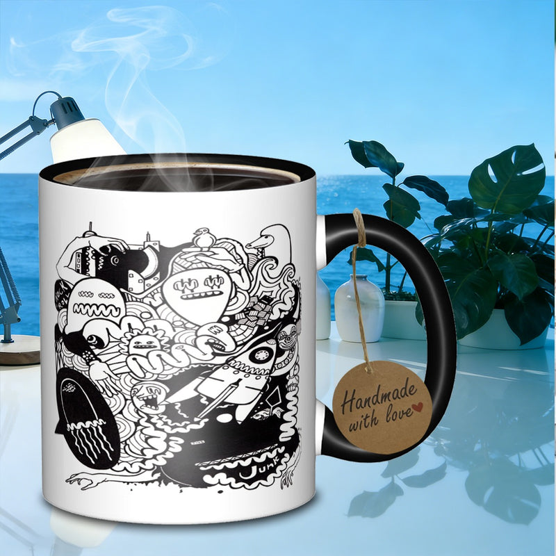 Tailorly Black Accent 11 oz Mug - whimsical doodle