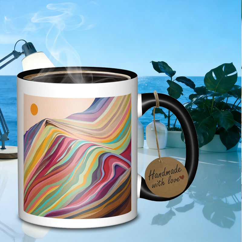 Tailorly Black Accent 11 oz Mug - colorful mountain range