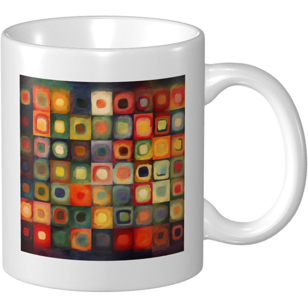 Tailorly White Ceramic 11 oz Mug - Modern abstract grid