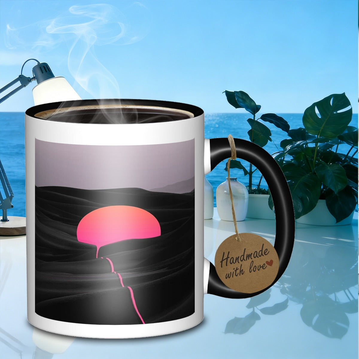 Tailorly Black Accent 11 oz Mug - desert sunrise