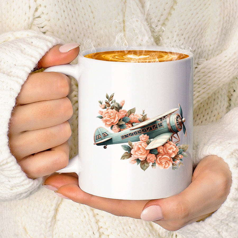 Tailorly White Ceramic 11 oz Mug - 1 funny mr golfs golf character design ceramic coffee mug 11oz ceramic mug airplane and flower printed pattern