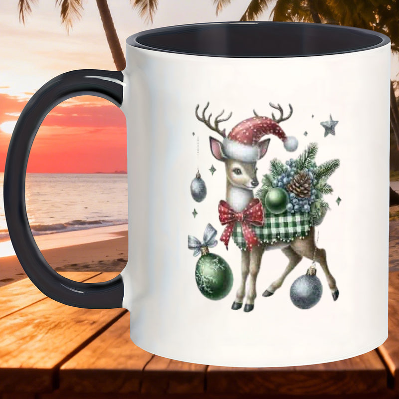 Tailorly Black Accent 11 oz Mug - reindeer shaped