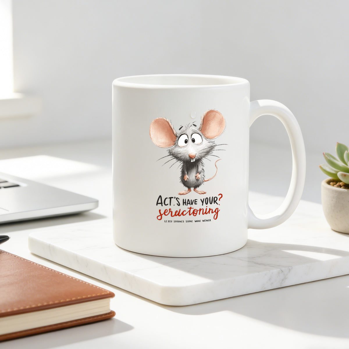 Tailorly White Ceramic 11 oz Mug - cartoon rodent