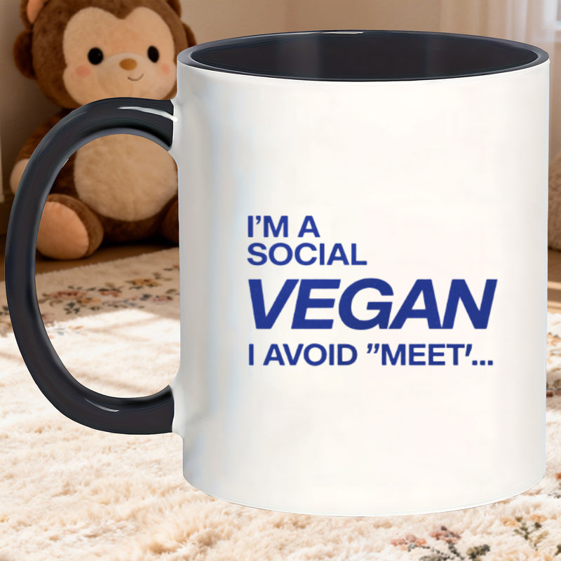 Tailorly Black Accent 11 oz Mug - versatile and present comfortable grip non slip heat retaining tea mug as a social vegan of meat perfect gifts for